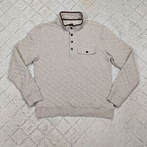 Faherty Jacket Mens S Beige Oatmeal Epic Quilted Fleece Pullover ¼ Snap Casual
